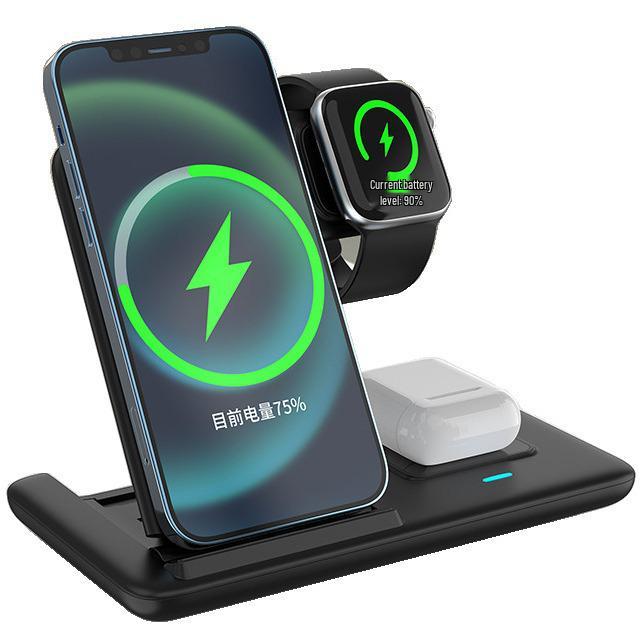 3-in-1 Qi Wireless Charging Stand: 15W Fast Charging, Foldable Holder for Mobile Phones