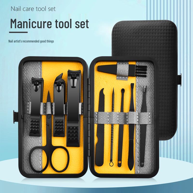 

10-Piece Portable Manicure & Pedicure Set: Nail Clippers, Ear Pick, Grooming Tools