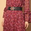 New Style of Women's Elastic Leaves Paired Black Waist Seal Fashionable and Elegant