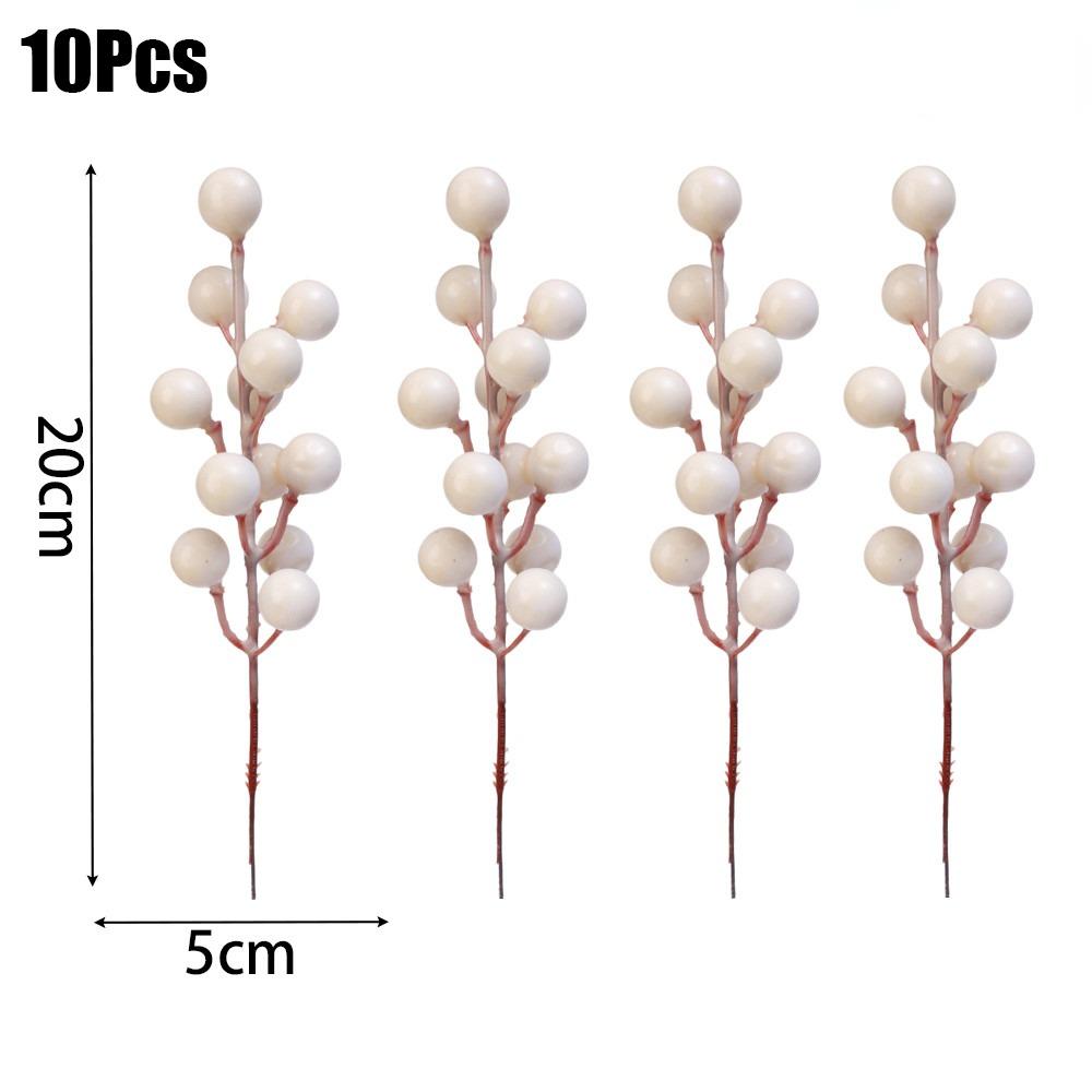10 Pièces Branches de Baies de Noël Simulées Fleurs Fruits DIY Baies Artificielles Accessoires Décorations de Noël en Mousse