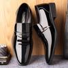 A Large Size Men's Leather Shoes Trendy Business Dress British Pointed Men's Leather Shoes