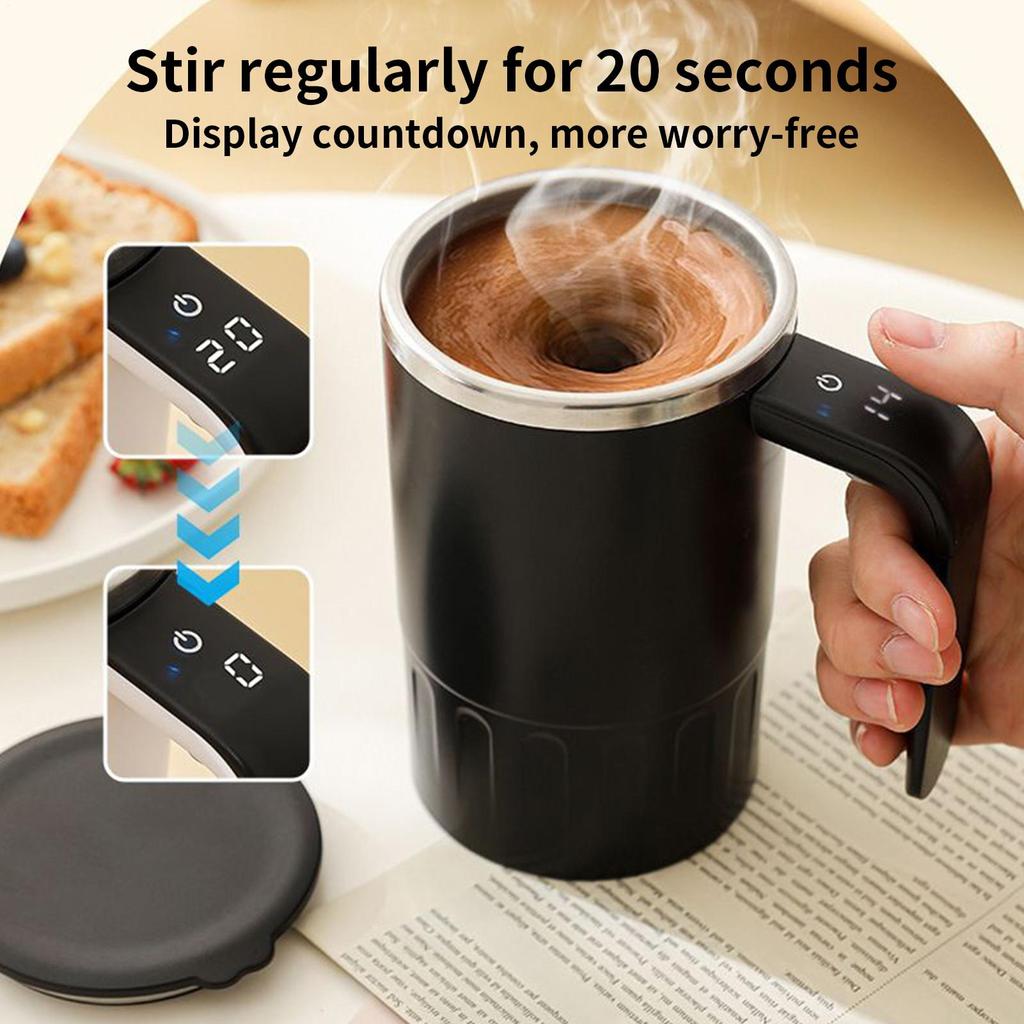 Self Stirring Cup 380ml Stainless Steel Rechargeable Self Stirring Mug With Lid For Tea Cocoa Protein Powder Drink Home Kitchen