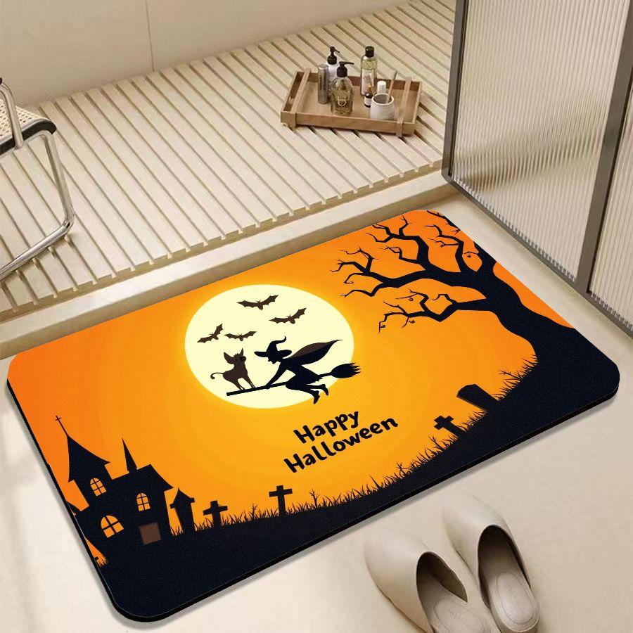 

Cartoon Halloween Door Mat, Ecological Diatomite Mud, Thanksgiving and Halloween Dual Family Decoration Carpet 40X60CM
