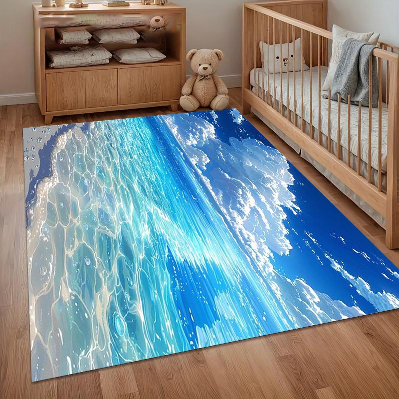 

Ocean Wave Area Rug Non Slip Washable Floor Carpet for Living Room Bedroom Entryway with Clear Turquoise Sea and Sky Pattern 40x60cm