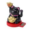 Solar Powered Lucky Cat Rotating Base Fortune Cat Statue for Car Dashboard Checkstand Desktop Decoration Black