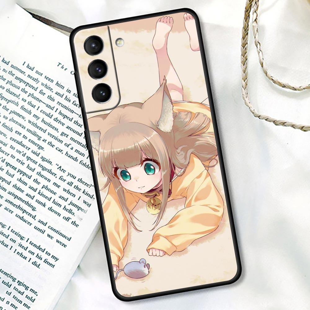 Husă pentru pisici Cosplay pentru Samsung Galaxy S21 S22 S20 Ultra FE Plus S7 S8 S9 S10 Plus Huse Funda Lovely Cute Kawaiii Girl Anime