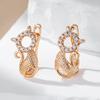Kinel Luxury Cute Cat Earrings For Girls 585 Rose Gold Color Natural Zircon Accessories Children Baby Xmas Gifts Animal Jewelry