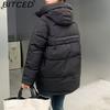 BITCED Women's Mid-Length Winter Waist-Defining Thickened Cotton Coat, Padded Jacket