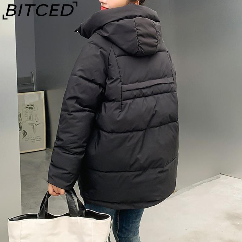 BITCED Women's Mid-Length Winter Waist-Defining Thickened Cotton Coat, Padded Jacket