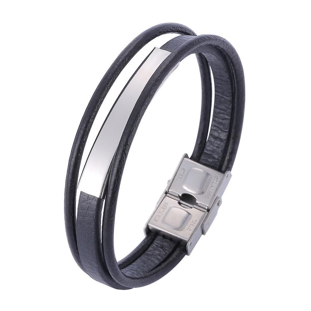 Euro-Korean Stainless Steel Unisex Bracelet - Laser Engraved, Simple and Exquisite Jewelry Gift