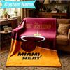 1PC Custom Name Blanket Heat Miami Team Spirit Flannel blankets Patterns Throw Blanket All-Season Soft Gift for Couch, Bed, Camping, Birthday gifts