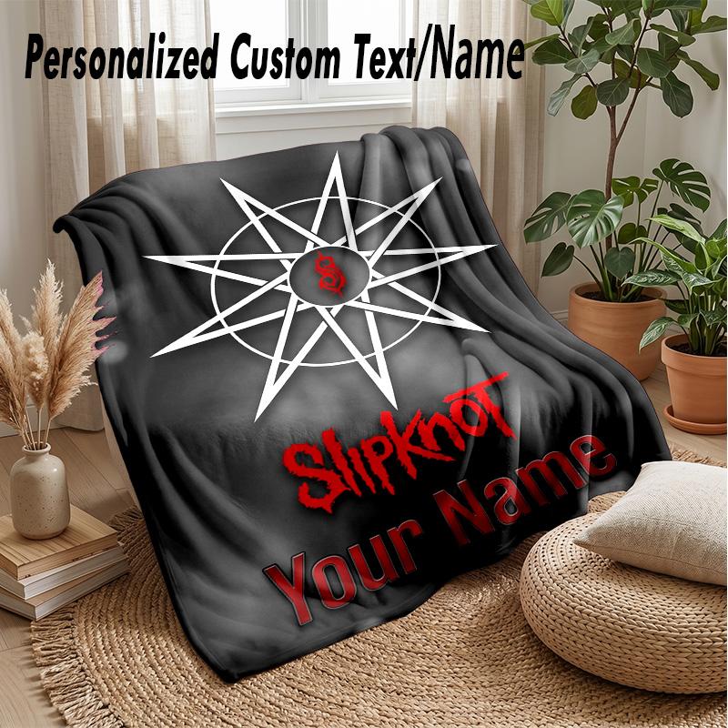 Slipknot Custom Flannel Throw Blanket Print Your Name Text Soft Warm Blanket Holiday Present