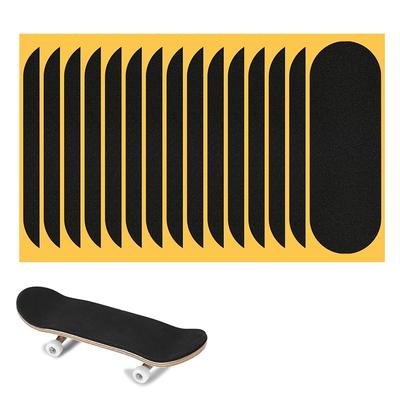 10pcs Finger Skateboard Finger Skateboard Skateboard Accessories Props Yellow Paper Black Anti-Slip Stickers, Anti-Slip Pads, (33mm98mm Type)