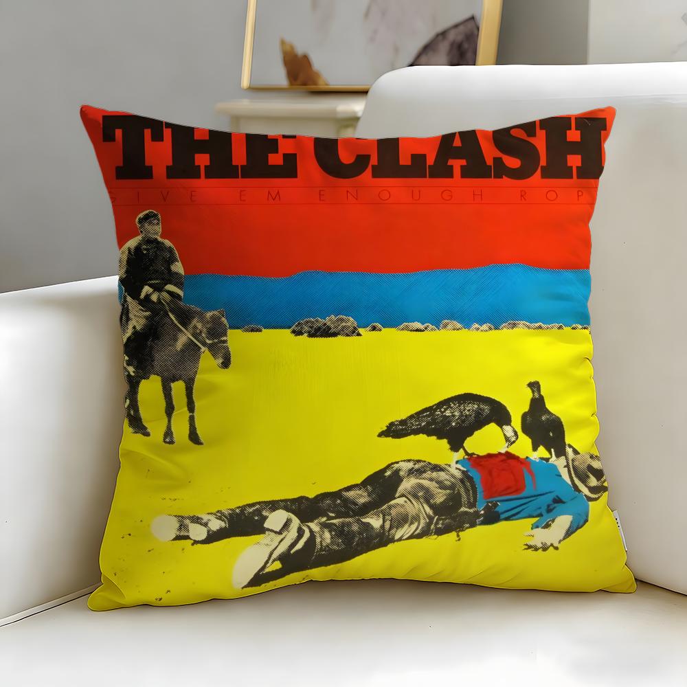 classic band The Clash Cushion Cover Soft  EasyWash Pillow Case  Versatile for Couch Bed Travel and Office