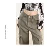 Women's Brown Velvet Wide-Leg Cargo Pants with Multi-Pockets - Spring 2025 Hiking & Casual Wear