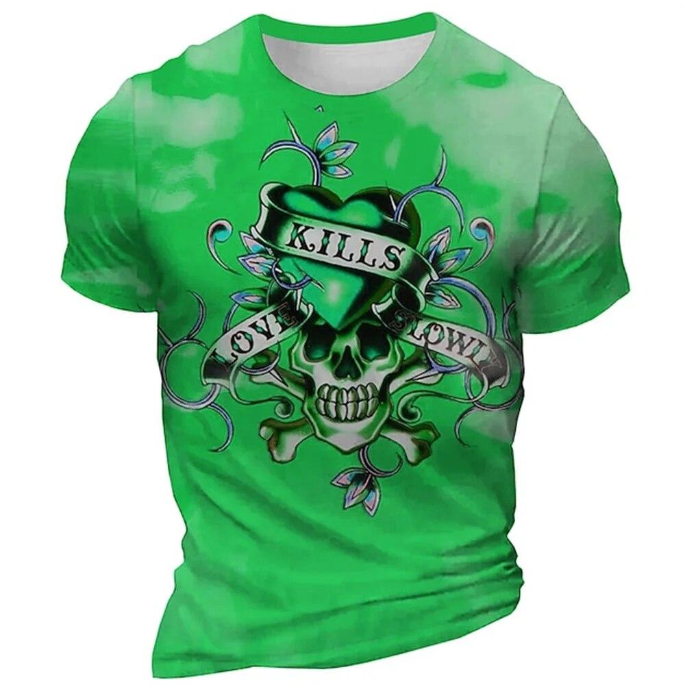 Men T Shirt 3d Print Skull T Shirt Short Sleeved Oversized Streetwear Tees Summer Casual New Fashion Men's O Neck Top Pullover