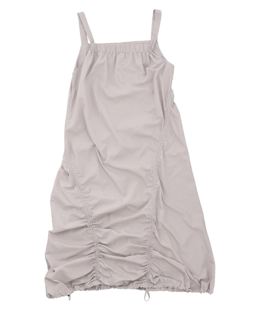 DELICCENT Front Shirred Dress [Light Gray]