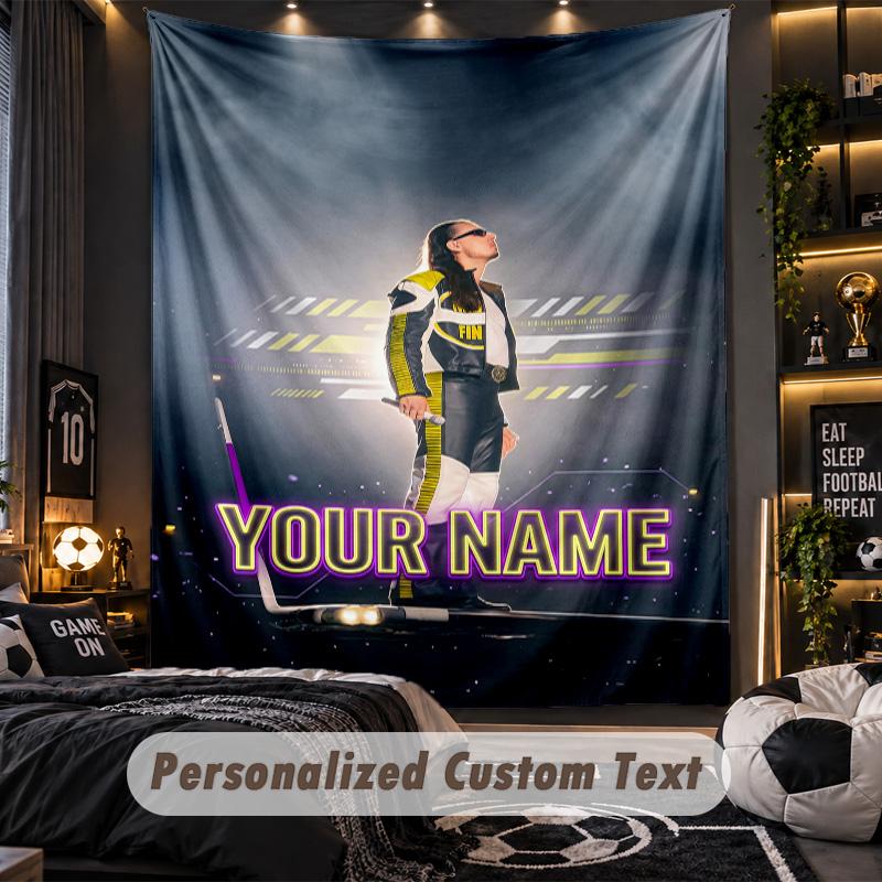 Personalized Wall Tapestry,Apache 207 Custom Printed Name, Fabric Wall Art For Indoor Room Backdrop