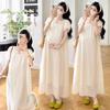 2026 Summer Floral Bubble Sleeve Maternity Dress - Loose-Fit, Belly-Covering Skirt for Women