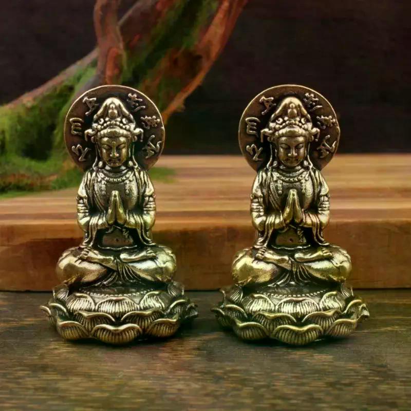 Mini Brass Buddha & Guanyin Statue, Exquisite Small Home Decor Ornaments