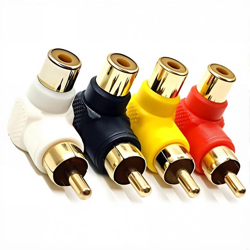 4Pcs Gold-Plated RCA Plug 90 Degree Right Angle Male Female Elbow Connector for Audio Video Adapter
