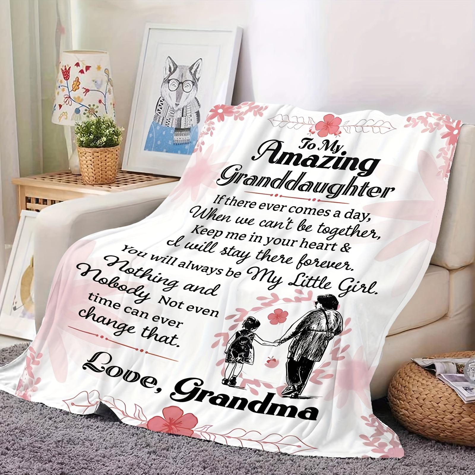 Letter Blanket Granddaughter From Grandma Flannel Blanket, Soft Warm Throw Blanket Nap Blanket For Couch Sofa Office Bed Camping 30x40in