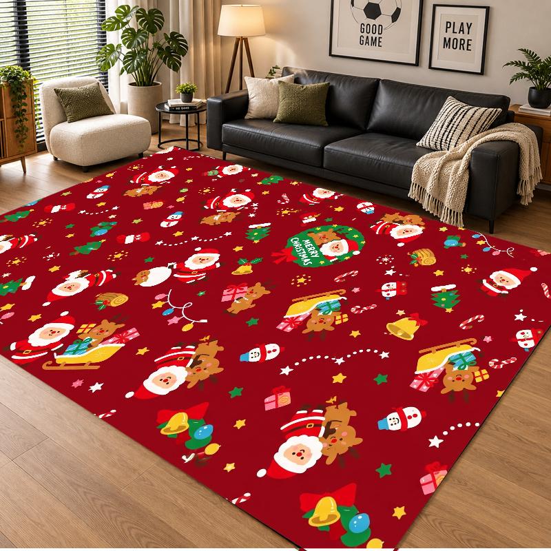 Christmas Theme Floor Carpet, Soft Area Rug, Xmas Indoor Home Holiday Decoration