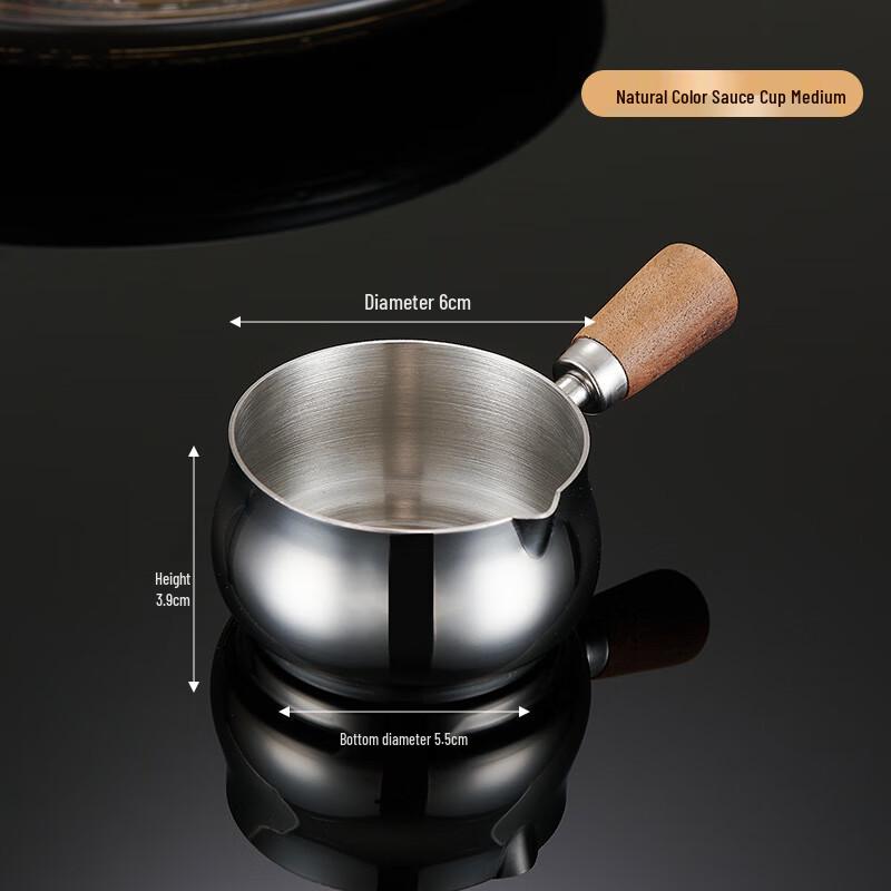 304 Stainless Steel Sauce Dipping Cup with Wooden Handle