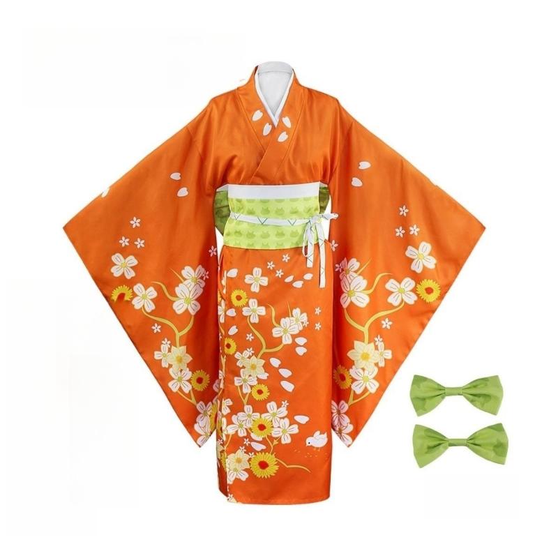 

Danganronpa 2 Хиёко Сайондзи Косплей Костюм Кимоно Взрослые Женщины Оранжевое Платье Хэллоуин Карнавальная Одежда Kostuums S