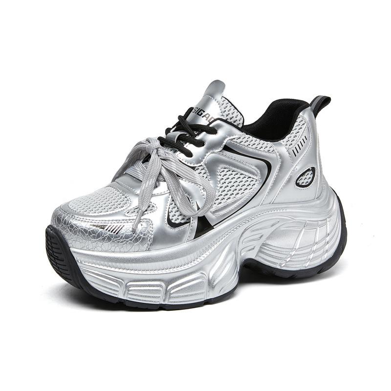 Daddy Shoes Women's 2025 New Spring Breathable Mesh Sneakers Women's Korean Version Versatile Platform Casual Shoes Running Shoes