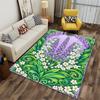 Lavender and Daisy Floral Carpet with Green Leaves, Purple Design Suitable for Use As an Anti-slip for Living Room Bedroom Sofas