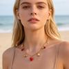 Women's Sweet Strawberry Pendant Necklace, Gold Plated Stainless Steel Necklaces, Cute Waterproof Jewelry Gift
