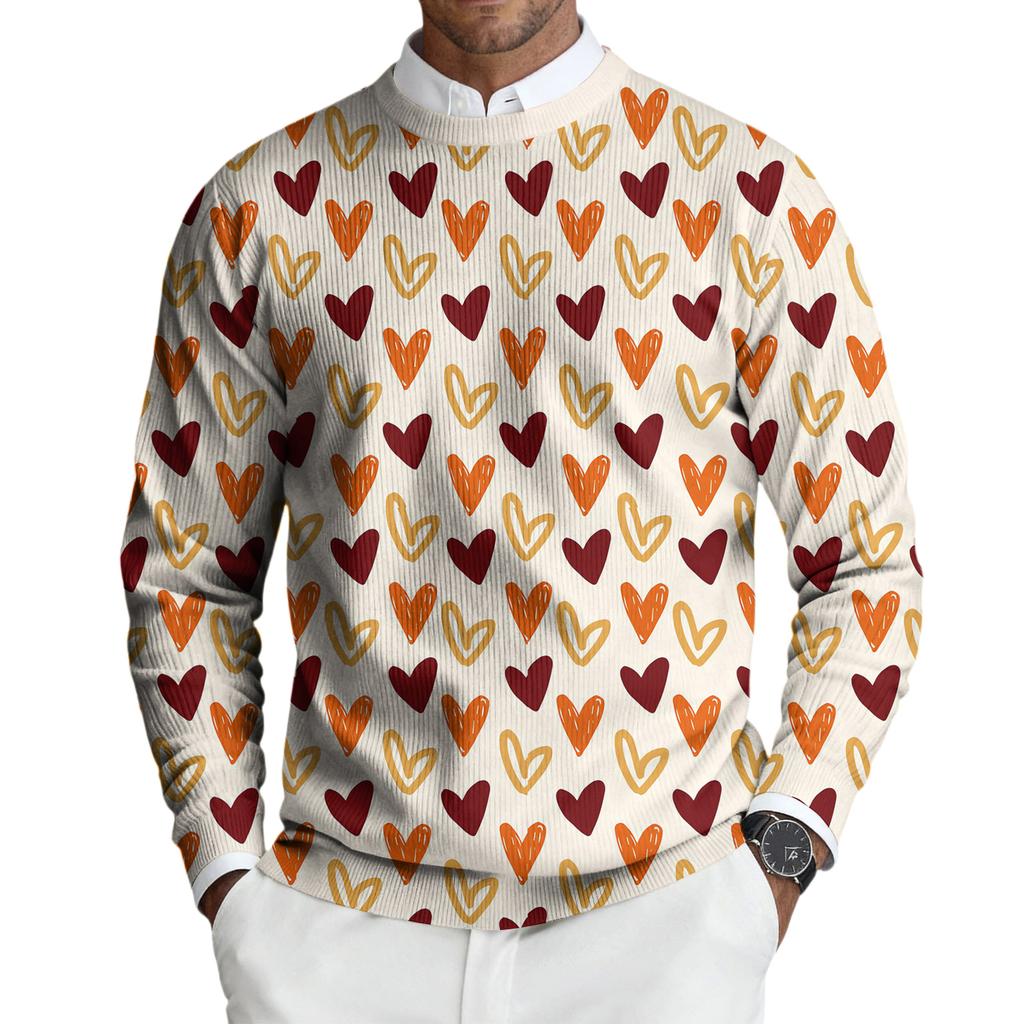 Herren Rundhals Langarm Rippstrick Pullover