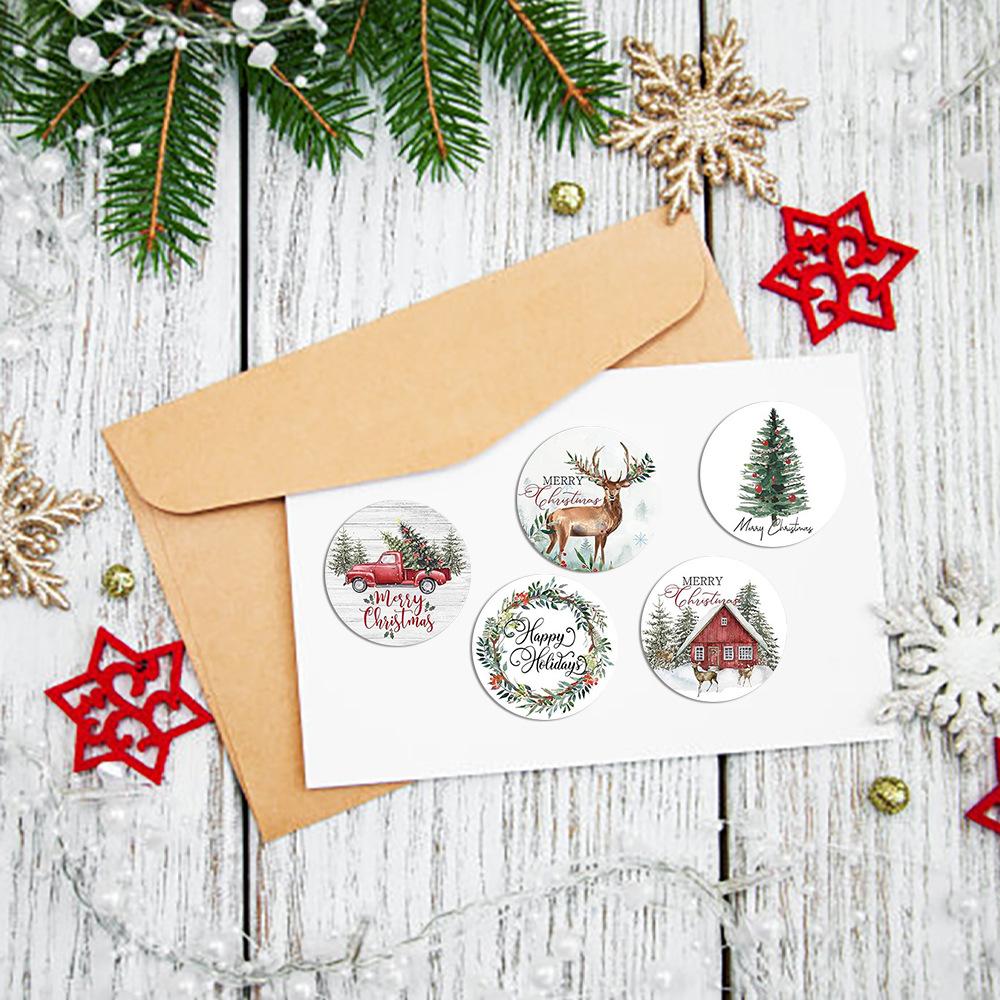 500pcs 1inch Christmas Stickers for Envelope Round Merry Christmas Stickers 8 Designs Christmas Gift Decor Stickers