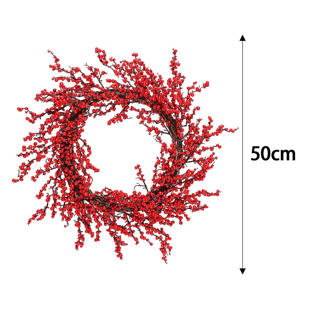 Christmas Wreath Realistic Decorative Decorated with Red Berries Artificial Wreath for Window House Festival Holiday Party