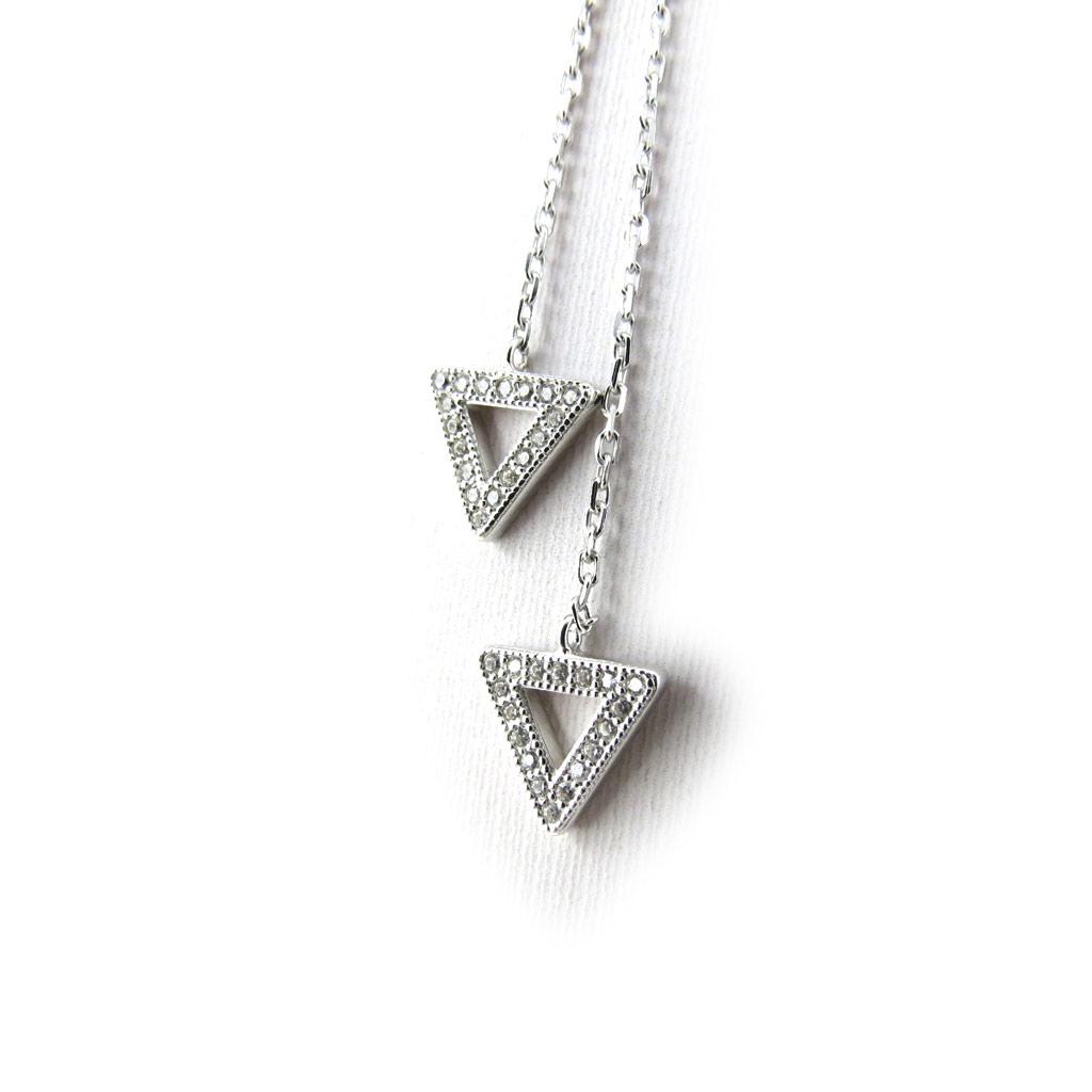 Les Trésors De Lily [N0019] - Silver Necklace 'Triangles' White Silver (rhodium Plated) - 10x9 Mm