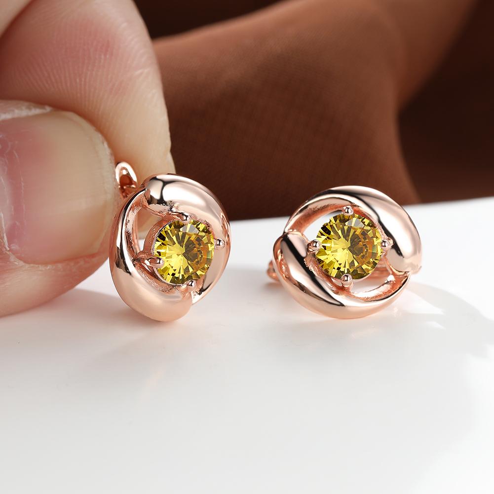 

Разноцветные серьги круглой огранки с розовым, красным, синим, фиолетовым камнем, серьги-капли цвета розового золота, серьги для вечеринок, простые модные серьги-кольца с радужным камнем жёлтый