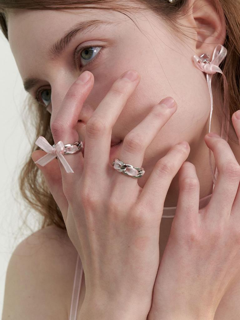 Love Me Monster Sheer Ribbon Chain Ring (L241Mri060)