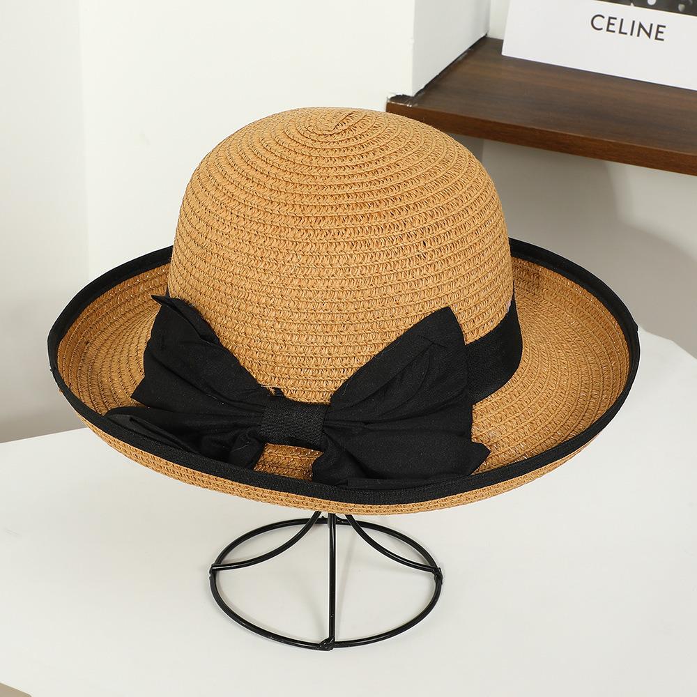 Dames Stro Zonnehoed met Brede Rand - Opvouwbare Strand- & Vakantiehoed