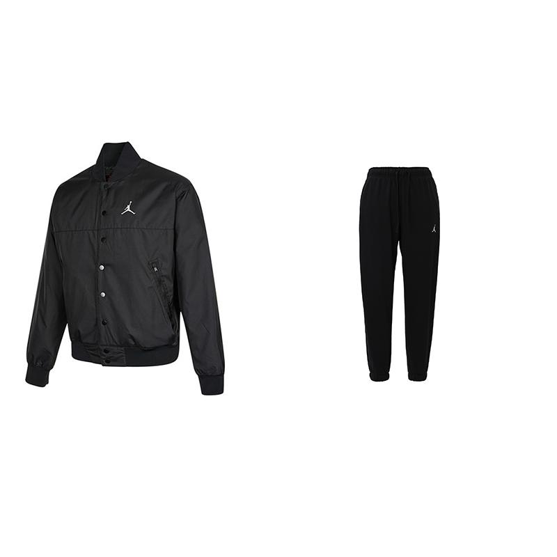 

Jordan Logo Baseball Collar Drop Shoulder Long Sleeve Comfortable Cuffed Quick Dry Knitted Pants Casual Sports Suit Unisex suit DJ0878-010+FV8609-010 M