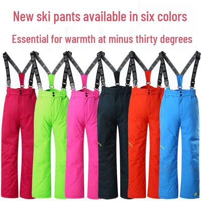 Ku Luoxing Kids' Waterproof Ski Pants: Thick, Warm, Unisex, Loose-Fit, Detachable Bib