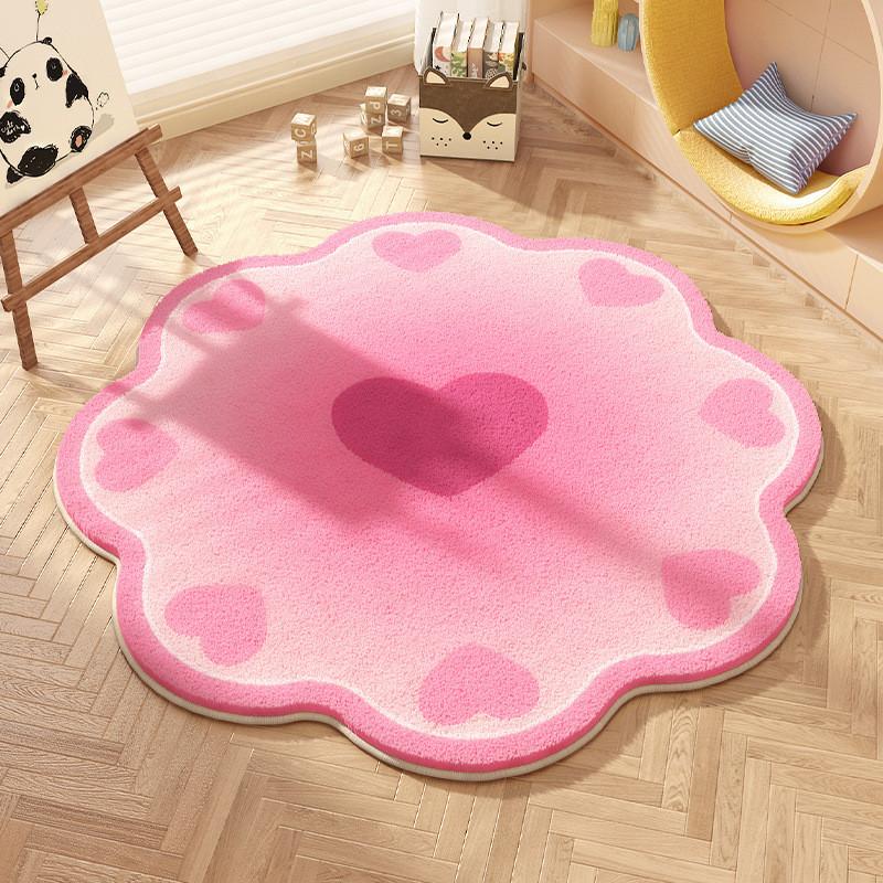 Cartoon Animal Pattern Circular Carpet With Water Wash For Kids Bedroom And Lounge Area