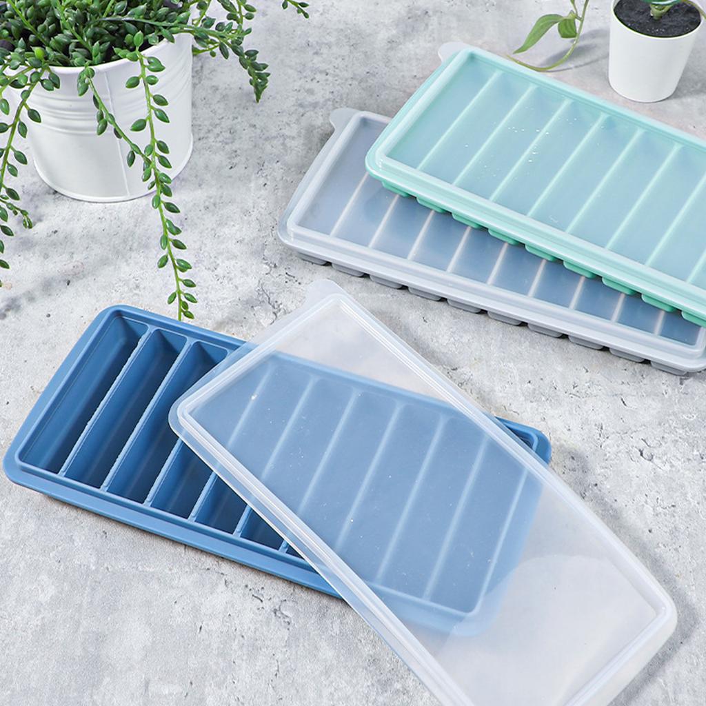 Eiswürfelform, Leicht lösbare wiederverwendbare Eiswürfel, Silikon, mit abnehmbarem Deckel ohne Auslaufen, 10 Fächer, BPA-frei, Ideal für Sport