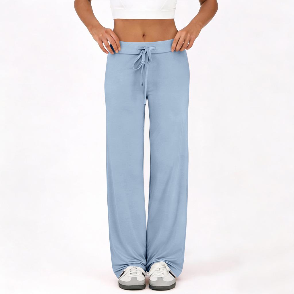 Damen Schlaghose Lässige Kordelzug Elastischer Bund Bequeme Schlaghose Yoga Lose Hose