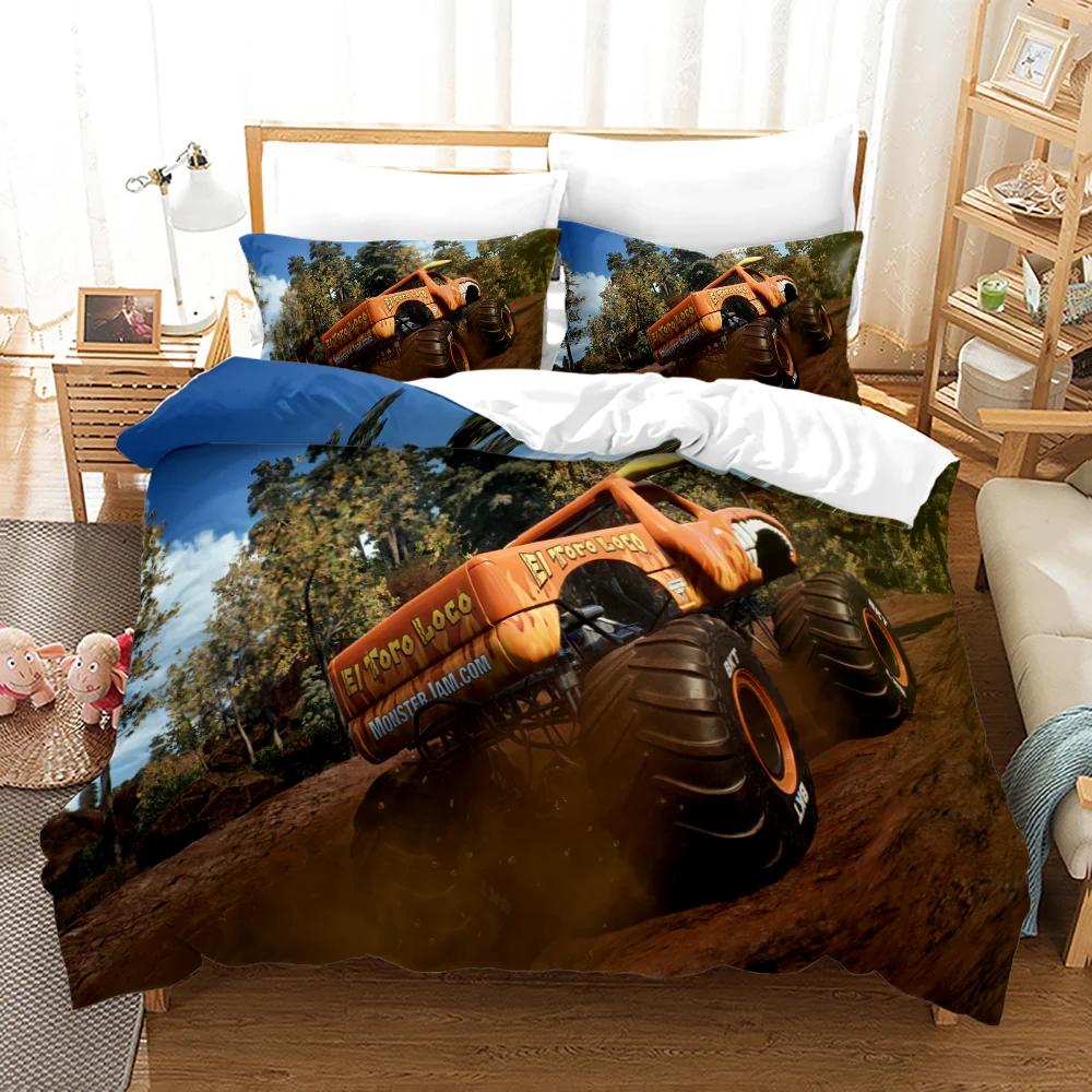 M-Monster Jam Bedding Set Single/Twin/Full/Queen/King Size Monster Jam F-F1 Bed Set Aldult Kid Bedroom Duvetcover Sets 3D Anime