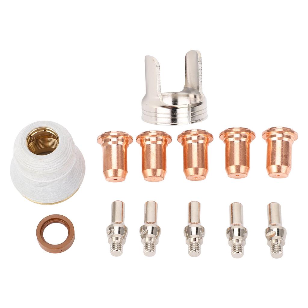 13 Pieces Plasma Cutter Consumables 1.0mm Electrodes Nozzles Swirl Ring Double Point Spacer for IPT‑60 PT‑60 IPT‑40 PT40