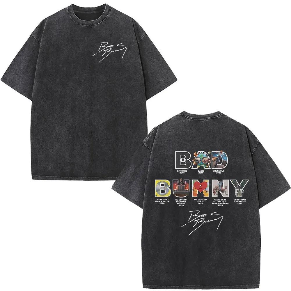 Bad Bunny "DeBí TiRAR Más FOTOS" 7:e Studioalbum Vintage Tvättad Överdimensionerad Svart T-shirt | Puerto Ricansk Latin Musik Fan Unisex Streetwear T-shirt