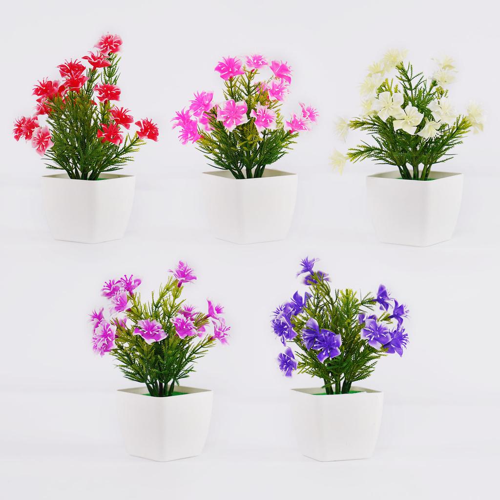 Artificial Cherry Blossom Bonsai Tree Small Fake Potted Plant for Home Decor, Indoor Outdoor Garden, Bedroom Office Decoration