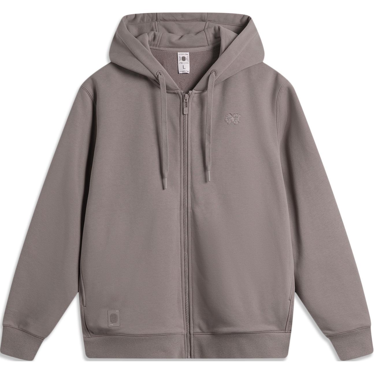 Li-Ning Unisex Chinese Color Series Loose Zip-Up Hoodie Tree Gray Brown AWDU659-5 M