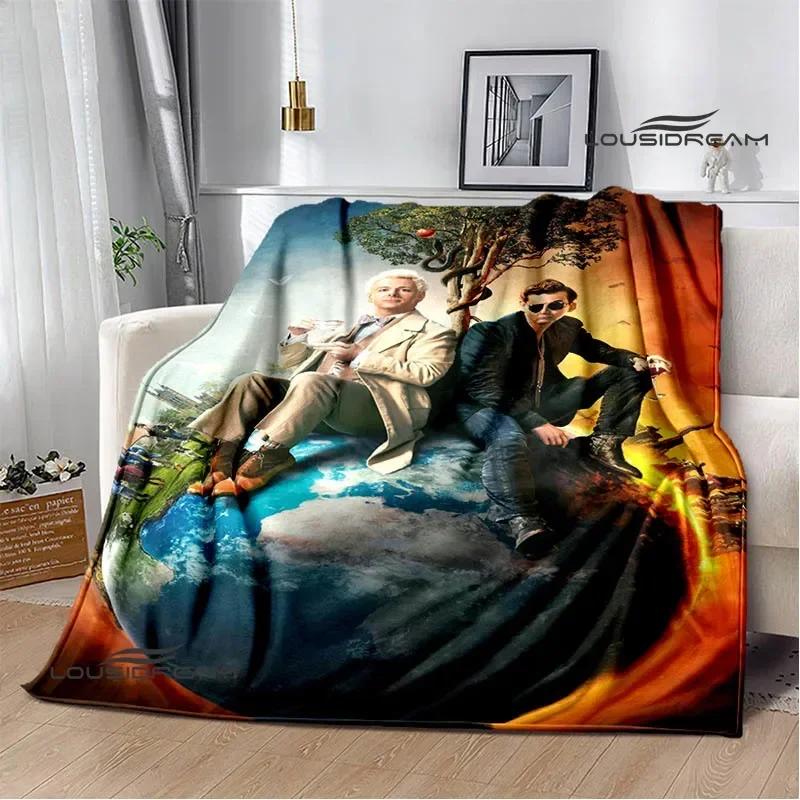 Good omens movie print blanket kids warm nice flannel soft comfortable home travel blanket bed blanket birthday gift